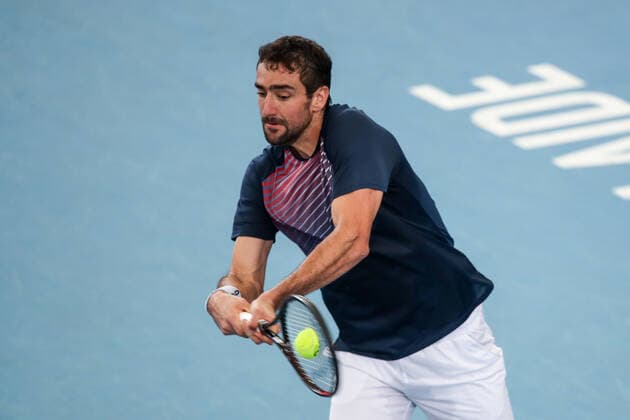 TENNIS ADELAIDE INTERNATIONAL, Marin ÄailiÄ? of Croatia during his match against Thiago Monteiro of Brazil on Day 3 of the the Adelaide International Tennis Tournament, at Memorial Drive, in Adelaide, Wednesday, January 5, 2022. ( NO ARCHIVING, EDITORIAL USE ONLY, NO USE IN BOOKS WITHOUT CONSENT ADELAIDE SA AUSTRALIA  Copyright: xMATTxTURNERx 20220105001610950873