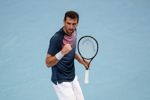 TENNIS ADELAIDE INTERNATIONAL, Marin ÄailiÄ? of Croatia during his match against Thiago Monteiro of Brazil on Day 3 of the the Adelaide International Tennis Tournament, at Memorial Drive, in Adelaide, Wednesday, January 5, 2022. ( NO ARCHIVING, EDITORIAL USE ONLY, NO USE IN BOOKS WITHOUT CONSENT ADELAIDE SA AUSTRALIA  Copyright: xMATTxTURNERx 20220105001610950919