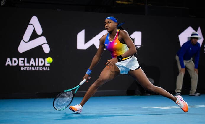 January 5, 2022, ADELAIDE, AUSTRALIA: Cori Gauff of the United States in action during the second round of the 2022 Adelaide International WTA, Tennis Damen 500 tennis tournament against Ashleigh Barty of Australia ADELAIDE AUSTRALIA - ZUMAa181 20220105_zaa_a181_125 Copyright: xRobxPrangex