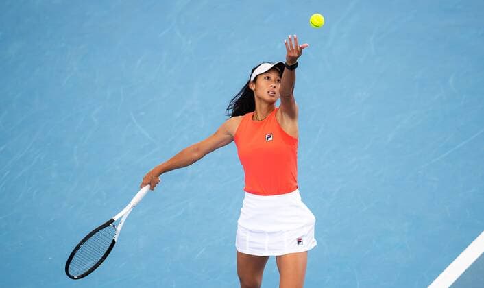 Mandatory Credit: Photo by Rob Prange Shutterstock (12683873ax) Priscilla Hon of Australia in action during the second round of the 2022 Adelaide International WTA, Tennis Damen 500 tennis tournament Adelaide International, Tennis, Memorial Drive Tennis Centre, Adelaide, Australia - 06 Jan 2022 Adelaide International, Tennis, Memorial Drive Tennis Centre, Adelaide, Australia - 06 Jan 2022  Copyright: xRobxPrange Shutterstockx 12683873ax