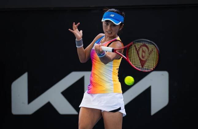 Mandatory Credit: Photo by Rob Prange Shutterstock (12683873ck) Misaki Doi of Japan in action during the second round of the 2022 Adelaide International WTA, Tennis Damen 500 tennis tournament Adelaide International, Tennis, Memorial Drive Tennis Centre, Adelaide, Australia - 06 Jan 2022 Adelaide International, Tennis, Memorial Drive Tennis Centre, Adelaide, Australia - 06 Jan 2022  Copyright: xRobxPrange Shutterstockx 12683873ck