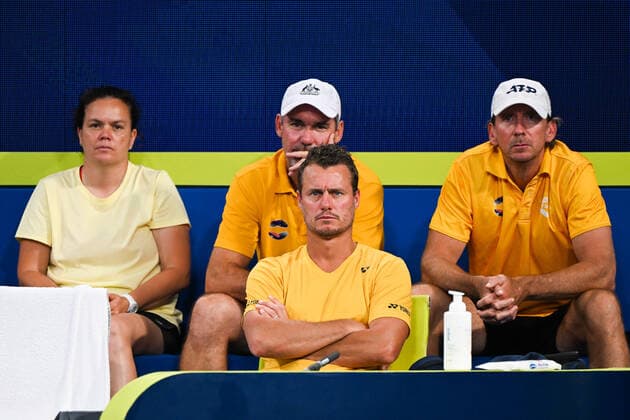 TENNIS ATP, Tennis Herren CUP, Lleyton Hewitt watches James Duckworth of Team Australia during his match against Arthur Rinderknech of Team France on Day 6 of the ATP Cup tennis tournament at the Ken Rosewall Arena in Sydney, Thursday, January 6, 2022. ( NO ARCHIVING, EDITORIAL USE ONLY, NO USE IN BOOKS WITHOUT CONSENT SYDNEY NSW AUSTRALIA  Copyright: xJAMESxGOURLEYx 20220106001611189942