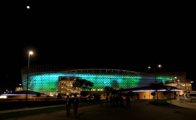 FIFA FuÃŸball WM 2022, SportstÃ¤tten, Ahmed bin Ali Stadion General view outside the Ahmed Bin Ali Stadium in Al Rayyan, Qatar, taken at night-time in the build up to the 2022 FIFA World Cup, WM, Weltmeisterschaft, Fussball Photo by 22 12 2021  Copyright: xx
