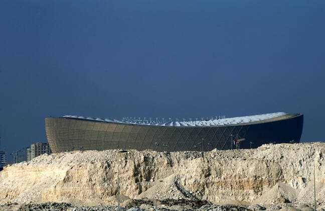 FIFA FuÃŸball WM 2022, SportstÃ¤tten, Lusail Iconic Stadion General view outside the Lusail National Stadium in Lusail, Qatar. Taken during the FIFA Arab Cup in the build up to the 2022 FIFA World Cup, WM, Weltmeisterschaft, Fussball Photo by 17 02 2021  Copyright: xx