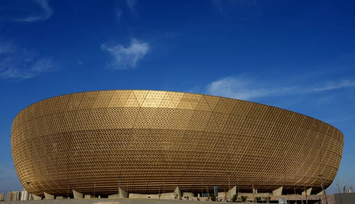 FIFA FuÃŸball WM 2022, SportstÃ¤tten, Lusail Iconic Stadion General view outside the Lusail National Stadium in Lusail, Qatar. Taken during the FIFA Arab Cup in the build up to the 2022 FIFA World Cup, WM, Weltmeisterschaft, Fussball Photo by 17 12 2021  Copyright: xx