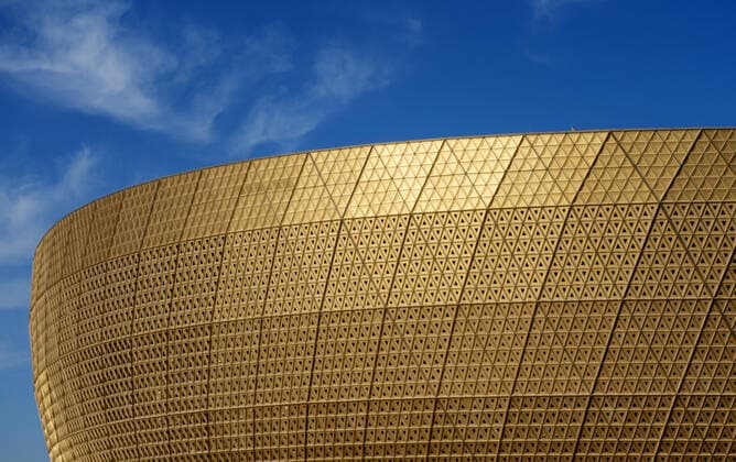 FIFA FuÃŸball WM 2022, SportstÃ¤tten, Lusail Iconic Stadion General view outside the Lusail National Stadium in Lusail, Qatar. Taken during the FIFA Arab Cup in the build up to the 2022 FIFA World Cup, WM, Weltmeisterschaft, Fussball Photo by 17 12 2021  Copyright: xx
