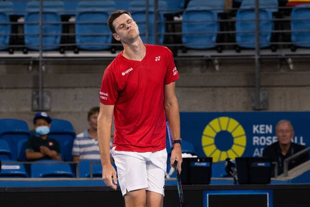 TENNIS ATP, Tennis Herren CUP, Hubert Hurkacz of Team Poland reacts during his Semi-Final match against Roberto Bautista Agut of Team Spain on Day 7 of the ATP Cup tennis tournament at the Ken Rosewall Arena in Sydney, Friday, January 7, 2022. ( NO ARCHIVING, EDITORIAL USE ONLY, NO USE IN BOOKS WITHOUT CONSENT SYDNEY NSW AUSTRALIA  Copyright: xJAMESxGOURLEYx 20220107001611478894