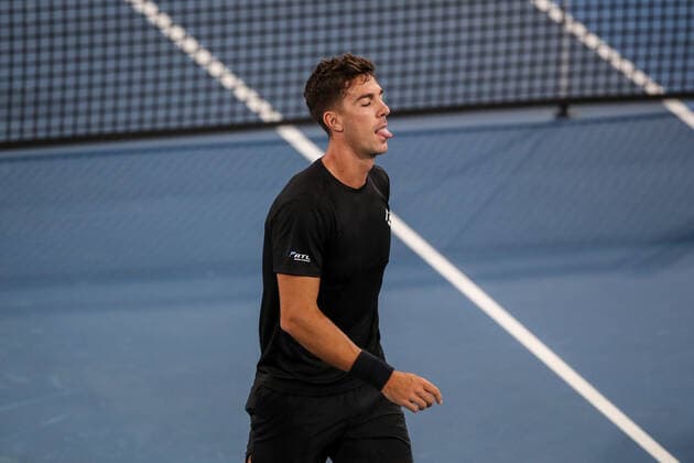 TENNIS ADELAIDE INTERNATIONAL, Thanasi Kokkinakis of Australia in his match against Mikael Ymer of Sweden on Day 5 of the the Adelaide International Tennis Tournament, at Memorial Drive, in Adelaide, Friday, January 7, 2022. ( NO ARCHIVING, EDITORIAL USE ONLY, NO USE IN BOOKS WITHOUT CONSENT ADELAIDE SA AUSTRALIA  Copyright: xMATTxTURNERx 20220107001611507454