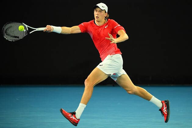 TENNIS MELBOURNE SUMMER SET, Emil Ruusuvuor of Finland in action during their match against Rafael Nadal of Spain on Day 6 of the Melbourne Summer Set tennis tournament at Melbourne Park in Melbourne, Saturday, January 8, 2022. ( NO ARCHIVING, EDITORIAL USE ONLY, NO USE IN BOOKS WITHOUT CONSENT MELBOURNE VIC AUSTRALIA  Copyright: xJAMESxROSSx 0146980389st