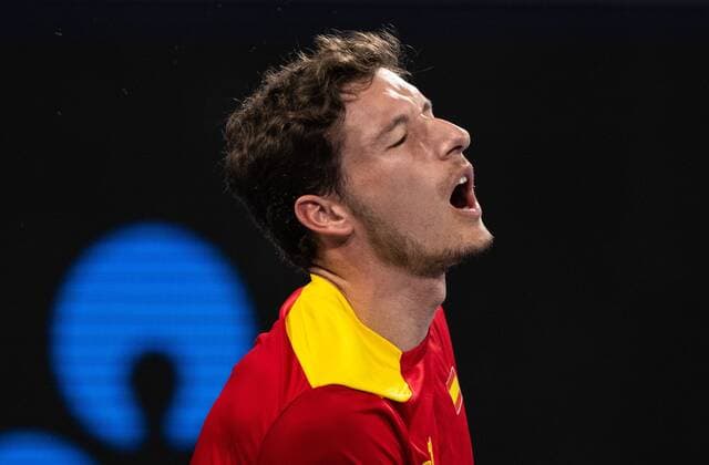 Mandatory Credit: Photo by James Gourley Shutterstock (12745941ag) Pablo Carreno Busta of Team Spain looks dejected during his Final match against Team Canada ATP, Tennis Herren Cup Final, Tennis, Ken Rosewall Arena, Sydney, Australia - 09 Jan 2022 ATP Cup Final, Tennis, Ken Rosewall Arena, Sydney, Australia - 09 Jan 2022  Copyright: xJamesxGourley Shutterstockx 12745941ag