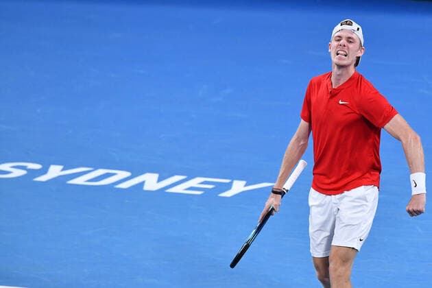 TENNIS ATP, Tennis Herren CUP, Denis Shapovalov of Canada celebrates his win during the ATP Cup Final against Pablo Carreno Busta of Spain on Day 9 of the ATP Cup tennis tournament at Ken Rosewall Arena in Sydney, Sunday, January 9, 2022. ( NO ARCHIVING, EDITORIAL USE ONLY, NO USE IN BOOKS WITHOUT CONSENT SYDNEY NSW AUSTRALIA  Copyright: xDEANxLEWINSx 20220109001611966698