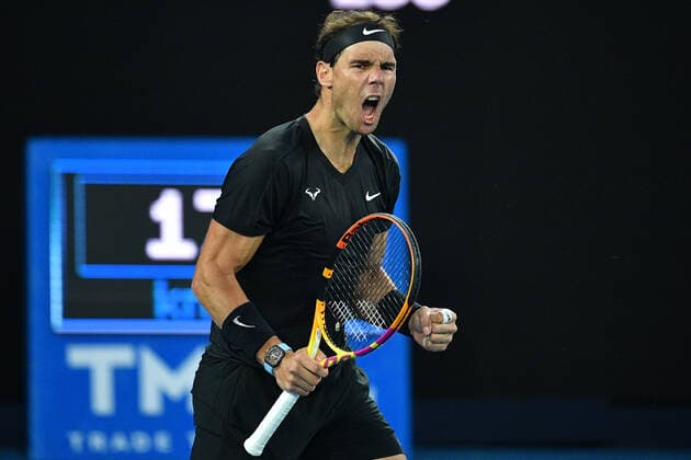 TENNIS MELBOURNE SUMMER SET, Rafael Nadal of Spain reacts during their men?s final match against Maxime Cressy of the U.S on Day 7 of the Melbourne Summer Set tennis tournament at Melbourne Park in Melbourne, Sunday, January 9, 2022. ( NO ARCHIVING, EDITORIAL USE ONLY, NO USE IN BOOKS WITHOUT CONSENT MELBOURNE VIC AUSTRALIA  Copyright: xJAMESxROSSx 0146987215st