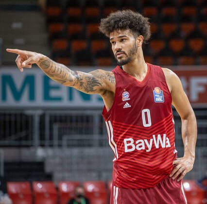Bayerns 0 Nick WEILER-BABB. Basketball, FC Bayern - Chemnitz, am 9.01.2022, Basketball Bundesliga, FC Bayern München Basketball - Niners Chemnitz, Saison 2021-2022, in Muenchen, A U D I D O M E, Deutschland. Quelle Copyright Credit : Oryk HAIST