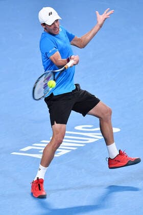 SYDNEY TENNIS CLASSIC, Daniel Altmaier of Germany in action against Fabio Fognini on Day 1 of the Sydney Tennis Classic at Sydney Olympic Park in Sydney, Monday, January 10, 2022. ( NO ARCHIVING, EDITORIAL USE ONLY, NO USE IN BOOKS WITHOUT CONSENT SYDNEY NSW AUSTRALIA  Copyright: xDEANxLEWINSx 20220110001612264177