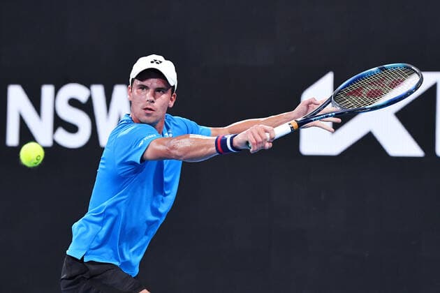 SYDNEY TENNIS CLASSIC, Daniel Altmaier of Germany in action against Fabio Fognini on Day 1 of the Sydney Tennis Classic at Sydney Olympic Park in Sydney, Monday, January 10, 2022. ( NO ARCHIVING, EDITORIAL USE ONLY, NO USE IN BOOKS WITHOUT CONSENT SYDNEY NSW AUSTRALIA  Copyright: xDEANxLEWINSx 20220110001612264288