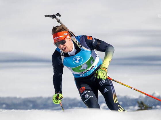 Johannes KUEHN (KÜHN) (GER, WSV Reit im Winkl). Biathlon, IBU Weltcup, 4 x 7,5 km Staffel der Maenner, am 11.12.2021 in Hochfilzen, Oesterreich. Quelle Copyright Credit : Oryk HAIST