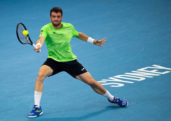 SYDNEY TENNIS CLASSIC, Pedro Martinez of Spain in action during his First Round Match match against Alexei Popyrin of Australia on Day 2 of the Sydney Tennis Classic at Ken Rosewall Arena, in Sydney, Tuesday, January 11, 2022. ( NO ARCHIVING, EDITORIAL USE ONLY, NO USE IN BOOKS WITHOUT CONSENT SYDNEY NSW AUSTRALIA  Copyright: xJAMESxGOURLEYx 20220111001612475096