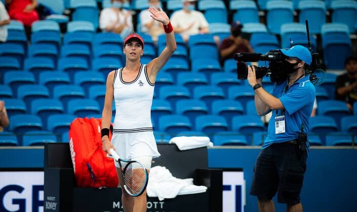 Mandatory Credit: Photo by Rob Prange Shutterstock (12750372ar) Ajla Tomljanovic of Australia in action during the first round of the 2022 Sydney Tennis Classic WTA, Tennis Damen 500 tennis tournament Sydney Tennis Classic, Day 2, Tennis, Olympic Park, Sydney, Australia - 11 Jan 2022 Sydney Tennis Classic, Day 2, Tennis, Olympic Park, Sydney, Australia - 11 Jan 2022 Copyright: xRobxPrange Shutterstockx 12750372ar