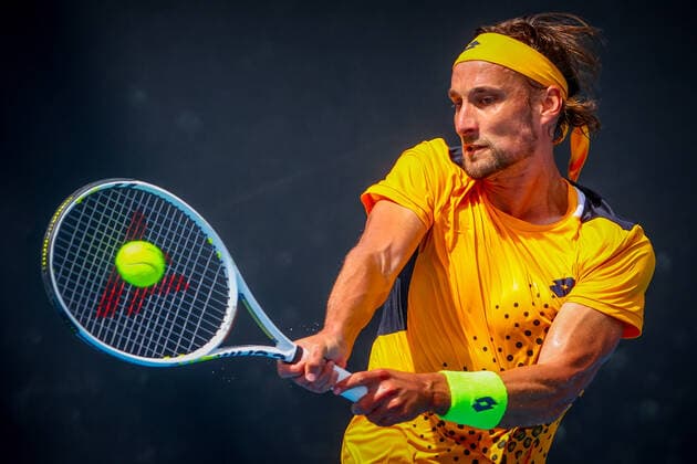 Ruben Bemelmans ATP, Tennis Herren 212) pictured in action during a first round game of the men s qualifications against Italian Andrea Vavassori (ATP 267) ahead of the Australian Open tennis Grand Slam, Tuesday 11 January 2022 in Melbourne Park, Melbourne, Australia. The 2022 edition of the Australian Grand Slam takes place in the ongoing pandemic. PATRICKxHAMILTON  x3171435x