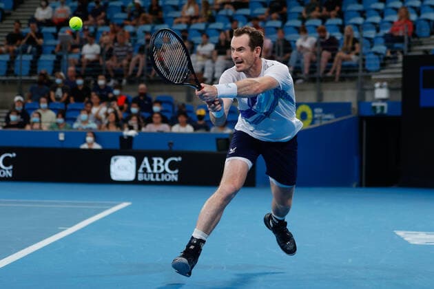 Andy Murray of Great Britain plays a backhand against Viktor Durasovic of Norway during the first round match at Sydney Tennis Classic 2022 at Sydney Olympic Park Tennis Centre, Sydney, Australia on 11 January 2022. Copyright: xPeterxDovganx 30470135
