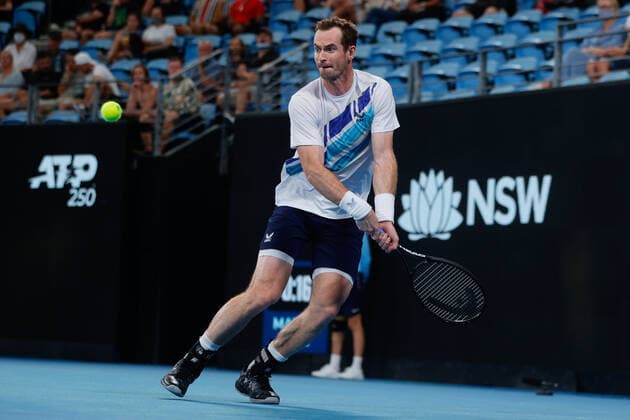Andy Murray of Great Britain plays a backhand against Viktor Durasovic of Norway during the first round match at Sydney Tennis Classic 2022 at Sydney Olympic Park Tennis Centre, Sydney, Australia on 11 January 2022. Copyright: xPeterxDovganx 30470138