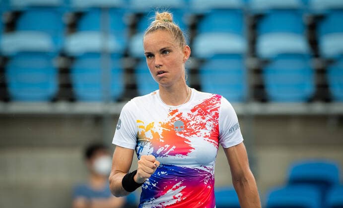 January 10, 2022, SYDNEY, AUSTRALIA: Arantxa Rus of the Netherlands in action during the first round of the 2022 Sydney Tennis Classic WTA, Tennis Damen 500 tennis tournament against Petra Kvitova of the Czech Republic SYDNEY AUSTRALIA - ZUMAa181 20220110_zaa_a181_052 Copyright: xRobxPrangex