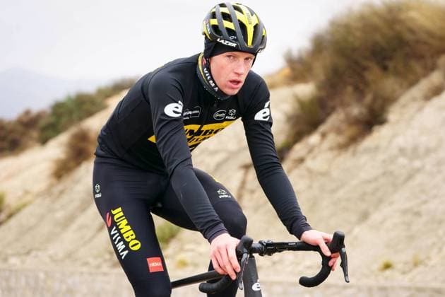 Belgian Nathan Van Hooydonck of Jumbo-Visma pictured in action during the morning training session pictured on the media day of Dutch cycling team Jumbo Visma in Mutxamel, Alicante, Spain, Tuesday 11 January 2022, in preparation of the upcoming season. JOMAxGARCIA  x3171961x