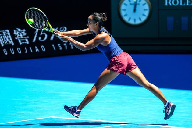 Canadian Leylah Fernandez (WTP 24) pictured at a training session ahead of the Australian Open tennis Grand Slam, Wednesday 12 January 2022 in Melbourne Park, Melbourne, Australia. The 2022 edition of the Australian Grand Slam takes place in the ongoing pandemic. PATRICKxHAMILTON  x3171991x