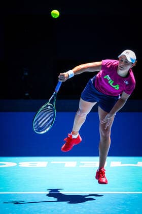 Australian Ashleigh Barty (WTP 1) pictured at a training session ahead of the Australian Open tennis Grand Slam, Wednesday 12 January 2022 in Melbourne Park, Melbourne, Australia. The 2022 edition of the Australian Grand Slam takes place in the ongoing pandemic. PATRICKxHAMILTON  x3171993x