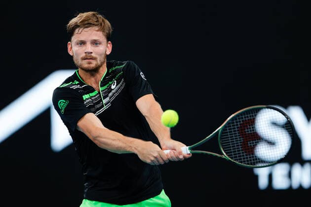 David Goffin of Belgium plays a backhand against Denis Kudla of USA during the Sydney Tennis Classic 2022 at Sydney Olympic Park Tennis Centre, Sydney, Australia on 12 January 2022. Copyright: xPeterxDovganx 30470301