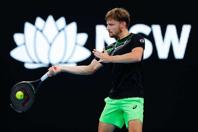 David Goffin of Belgium plays a forehand against Denis Kudla of USA during the Sydney Tennis Classic 2022 at Sydney Olympic Park Tennis Centre, Sydney, Australia on 12 January 2022. Copyright: xPeterxDovganx 30470303