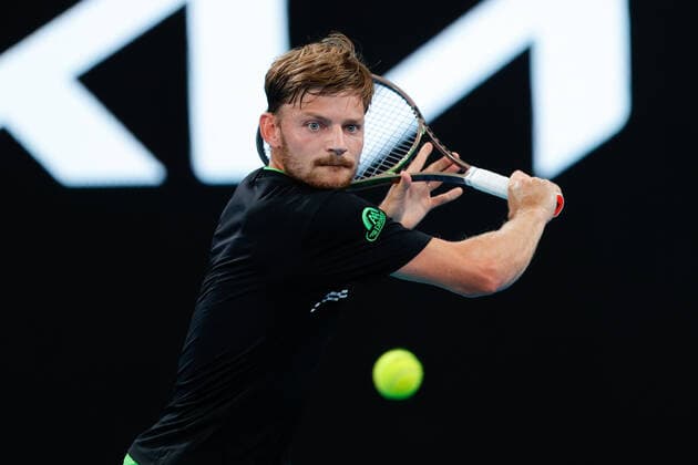 David Goffin of Belgium plays a backhand against Denis Kudla of USA during the Sydney Tennis Classic 2022 at Sydney Olympic Park Tennis Centre, Sydney, Australia on 12 January 2022. Copyright: xPeterxDovganx 30470304