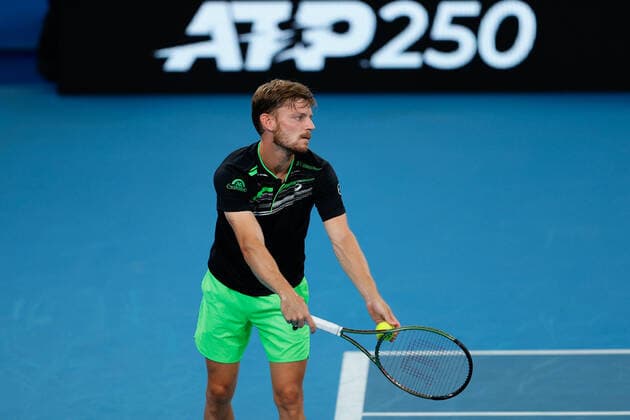 David Goffin of Belgium serves to Denis Kudla of USA during the Sydney Tennis Classic 2022 at Sydney Olympic Park Tennis Centre, Sydney, Australia on 12 January 2022. Copyright: xPeterxDovganx 30470306