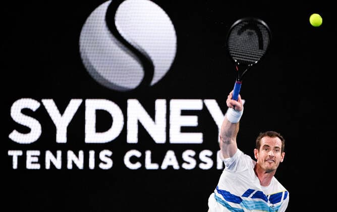 Mandatory Credit: Photo by Shutterstock (12757262dl) Andy Murray in action during his round of 16 match Sydney Tennis Classic, Day 4, Tennis, Olympic Park, Sydney, Australia - 12 Jan 2022 Sydney Tennis Classic, Day 4, Tennis, Olympic Park, Sydney, Australia - 12 Jan 2022 Copyright: xShutterstockx 12757262dl