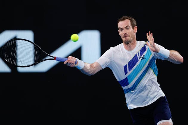 Andy Murray of Great Britain plays a forehand against Nikoloz Basilashvili of Georgia in the second round during the Sydney Tennis Classic 2022 at Sydney Olympic Park Tennis Centre, Sydney, Australia on 12 January 2022. Copyright: xPeterxDovganx 30470371