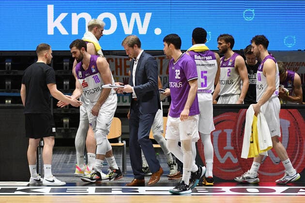 Mannschaft der BG Goettingen, Niners Chemnitz vs. BG Goettingen, easycredit Basketball Bundesliga, 12.01.2022 Niners Chemnitz vs. BG Goettingen, easycredit Basketball Bundesliga, 12.01.2022 Chemnitz Copyright: xBertxHarzer xEibner-xPressefotox
