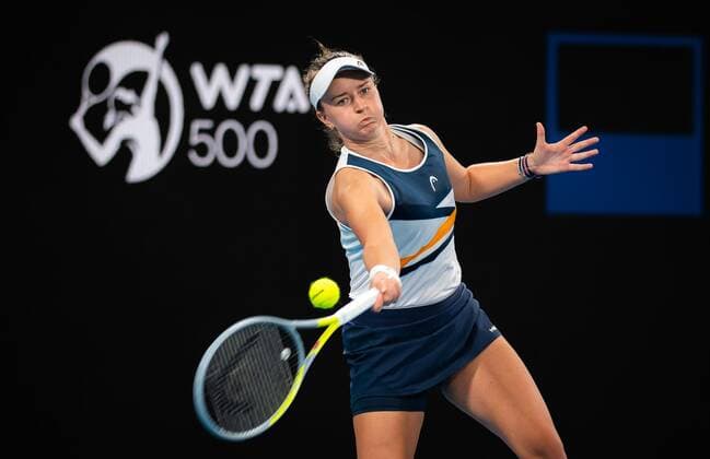 Mandatory Credit: Photo by Rob Prange Shutterstock (12751288by) Barbora Krejcikova of the Czech Republic in action during the quarter-final of the 2022 Sydney Tennis Classic WTA, Tennis Damen 500 tennis tournament Sydney Tennis Classic, Day 4, Tennis, Olympic Park, Sydney, Australia - 13 Jan 2022 Sydney Tennis Classic, Day 4, Tennis, Olympic Park, Sydney, Australia - 13 Jan 2022  Copyright: xRobxPrange Shutterstockx 12751288by