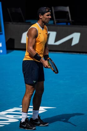TENNIS AUSTRALIAN OPEN PRACTICE SESSIONS, Rafael Nadal of Spain is seen in action during a practice session ahead of the Australian Open, at Melbourne Park, in Melbourne, Thursday, January 13, 2022. ( NO ARCHIVING, EDITORIAL USE ONLY, NO USE IN BOOKS WITHOUT CONSENT MELBOURNE VIC AUSTRALIA  Copyright: xDIEGOxFEDELEx 20220113001613006535