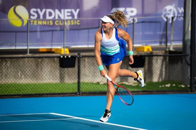 Mandatory Credit: Photo by Rob Prange Shutterstock (12751288cm) Nicole Melichar-Martinez of the United States playing doubles at the 2022 Sydney Tennis Classic WTA, Tennis Damen 500 tennis tournament Sydney Tennis Classic, Day 4, Tennis, Olympic Park, Sydney, Australia - 13 Jan 2022 Sydney Tennis Classic, Day 4, Tennis, Olympic Park, Sydney, Australia - 13 Jan 2022  Copyright: xRobxPrange Shutterstockx 12751288cm
