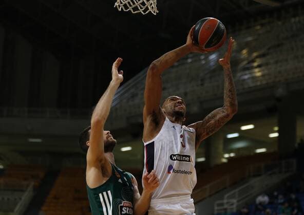 Greece Basketball Euroleague Panathinaikos - CSKA 6739839 12.01.2022 CSKA s Joel Bolomboy, right, shoots during the Euroleague basketball match between Panathinaikos Athens and CSKA Moscow, in Athens, Greece. Mikhail Serbin Sputnik Athens Greece  Copyright: xMikhailxSerbinx