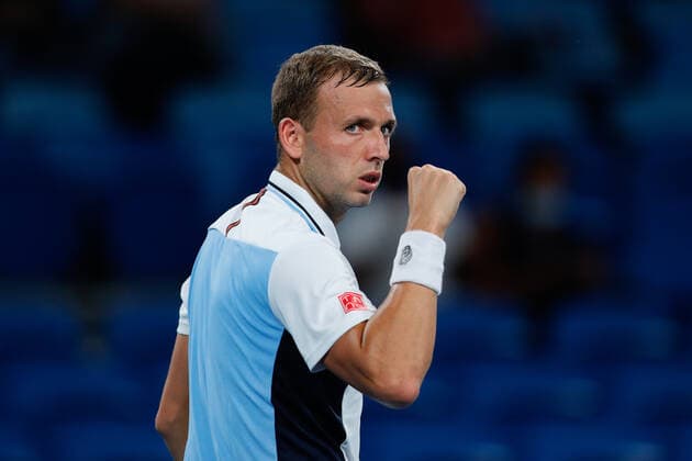 Tennis, ATP-Turnier in Sydney Daniel Evans of Great Britain raises his fist against Maxime Cressy of USA in the Quarter Final match during the Sydney Tennis Classic 2022 at Sydney Olympic Park Tennis Centre, Sydney, Australia on 13 January 2022. Copyright: xPeterxDovganx 30470555