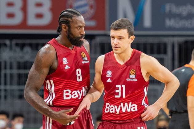 Othello Hunter 8 (FC Bayern), Zan Mark Sisko 31 (FC Bayern), FC Bayern Basketball vs. AS Monaco Basket, Euroleague, 13.01.2022 Muenchen Bayern Deutschland