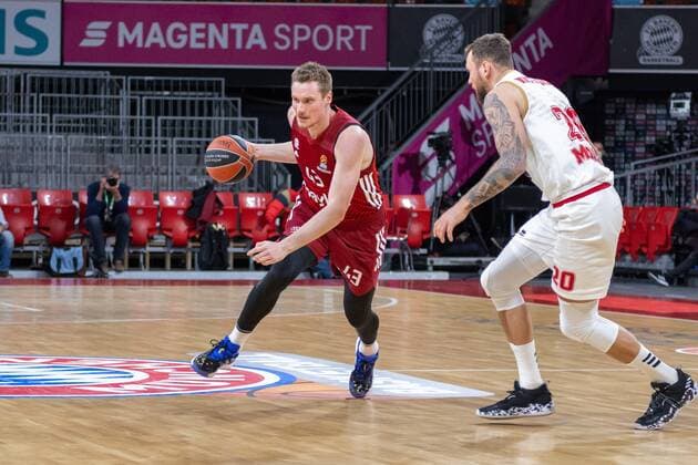 Leon Radosevic 43 (FC Bayern), Donatas Motiejunas 20 (AS Monaco Basket), FC Bayern Basketball vs. AS Monaco Basket, Euroleague, 13.01.2022 Muenchen Bayern Deutschland