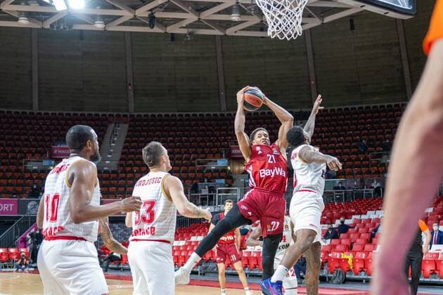 Will Thomas 10 (AS Monaco Basket), Danilo Andjusic 33 (AS Monaco Basket), Augustine Rubit 21 (FC Bayern), FC Bayern Basketball vs. AS Monaco Basket, Euroleague, 13.01.2022 Muenchen Bayern Deutschland