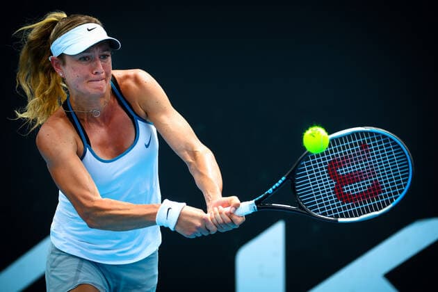 Dutch Indy De Vroome WTA, Tennis Damen 252) pictured during a tennis match against German Vogele, a qualification game for the Australian Open Grand Slam tennis tournament, Friday 14 January 2022 in Melbourne Park, Melbourne, Australia. The 2022 edition of the Australian Grand Slam takes place in the ongoing pandemic. PATRICKxHAMILTON  x3172929x