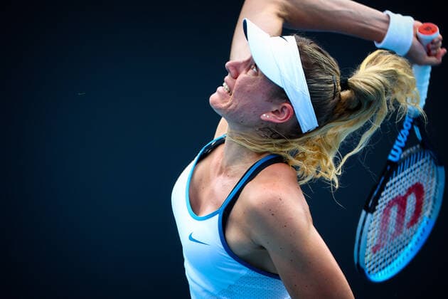 Dutch Indy De Vroome WTA, Tennis Damen 252) pictured during a tennis match against German Vogele, a qualification game for the Australian Open Grand Slam tennis tournament, Friday 14 January 2022 in Melbourne Park, Melbourne, Australia. The 2022 edition of the Australian Grand Slam takes place in the ongoing pandemic. PATRICKxHAMILTON  x3172934x