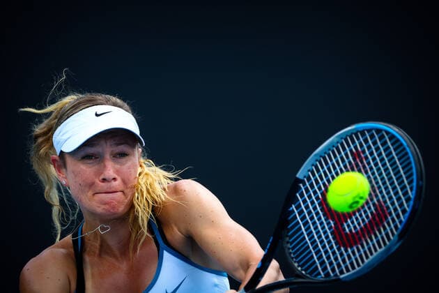Dutch Indy De Vroome WTA, Tennis Damen 252) pictured during a tennis match against German Vogele, a qualification game for the Australian Open Grand Slam tennis tournament, Friday 14 January 2022 in Melbourne Park, Melbourne, Australia. The 2022 edition of the Australian Grand Slam takes place in the ongoing pandemic. PATRICKxHAMILTON  x3172938x