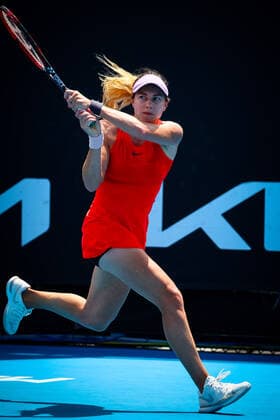 German Stefanie Vogele WTA, Tennis Damen 147) pictured in action during a tennis match against Dutch De Vroome, a qualification game for the Australian Open Grand Slam tennis tournament, Friday 14 January 2022 in Melbourne Park, Melbourne, Australia. The 2022 edition of the Australian Grand Slam takes place in the ongoing pandemic. PATRICKxHAMILTON  x3172949x