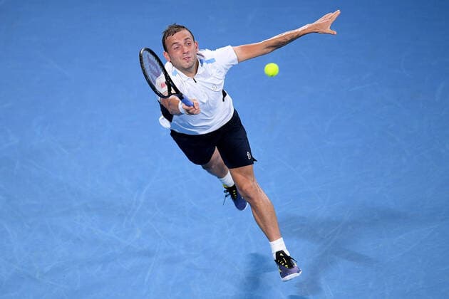 SYDNEY TENNIS CLASSIC, Daniel Evans of Great Britain during his semi final match against Aslan Karatsev of Russia on Day 5 of the Sydney Tennis Classic at Sydney Olympic Park in Sydney, Friday, January 14, 2022. ( NO ARCHIVING, EDITORIAL USE ONLY, NO USE IN BOOKS WITHOUT CONSENT SYDNEY NSW AUSTRALIA  Copyright: xDANxHIMBRECHTSx 20220114001613333175