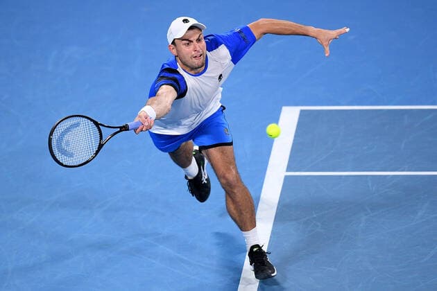 SYDNEY TENNIS CLASSIC, Aslan Karatsev of Russia during his semi final match against Daniel Evans of Great Britain on Day 5 of the Sydney Tennis Classic at Sydney Olympic Park in Sydney, Friday, January 14, 2022. ( NO ARCHIVING, EDITORIAL USE ONLY, NO USE IN BOOKS WITHOUT CONSENT SYDNEY NSW AUSTRALIA  Copyright: xDANxHIMBRECHTSx 20220114001613333568